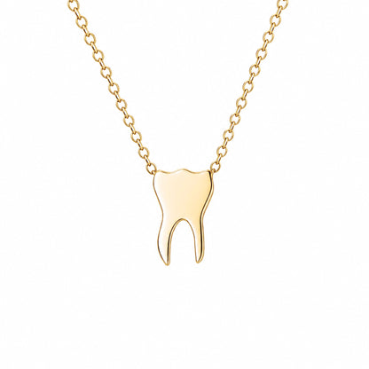 14K Gold Tooth Pendant Necklace
