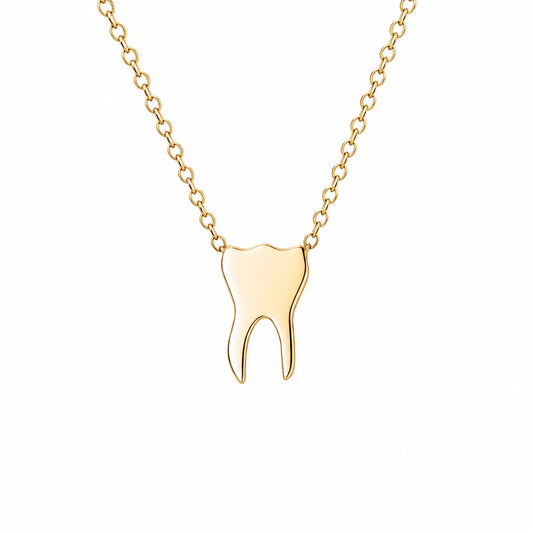 14K Gold Tooth Pendant Necklace