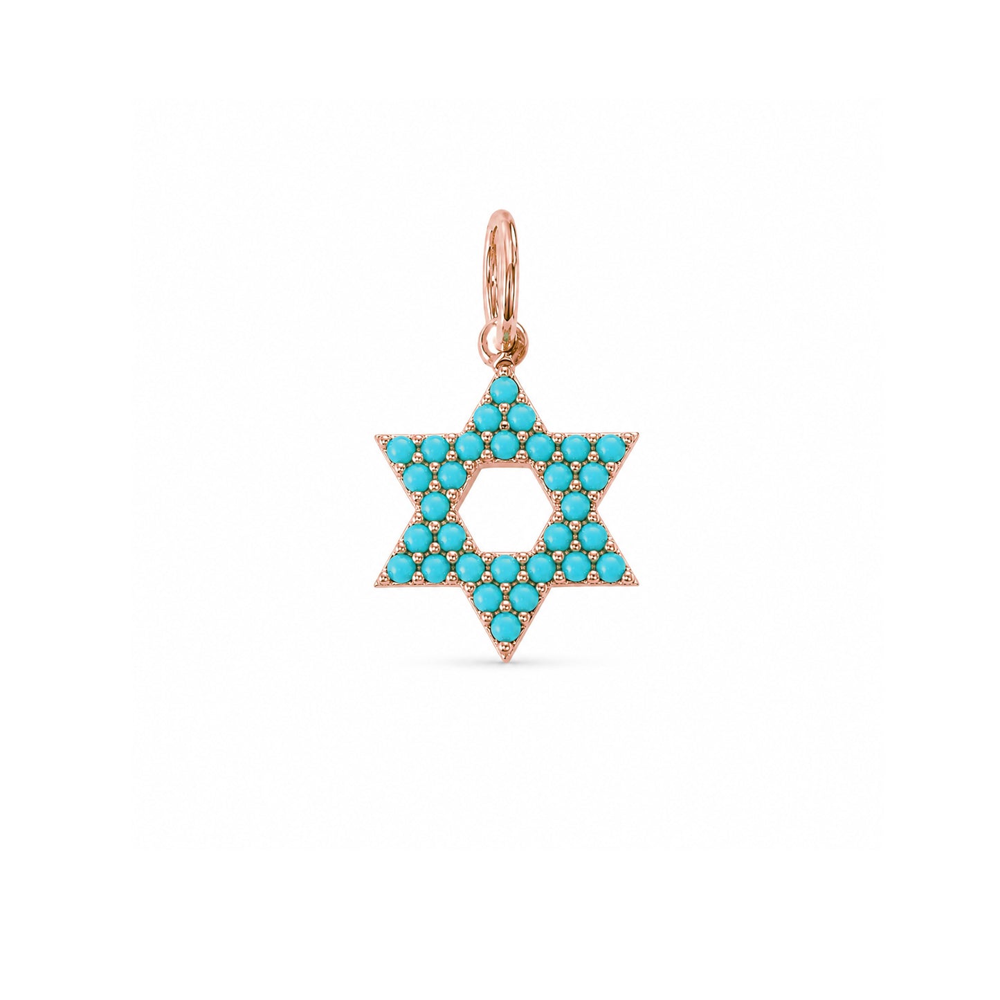 14K Gold Turquoise Star of David Charm Pendant, XS Size
