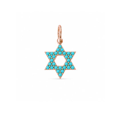 14K Gold Turquoise Star of David Charm Pendant, XS Size