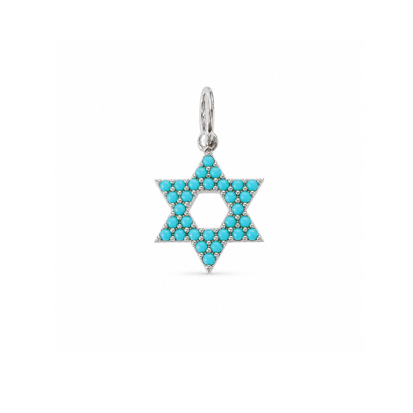 14K Gold Turquoise Star of David Charm Pendant, XS Size