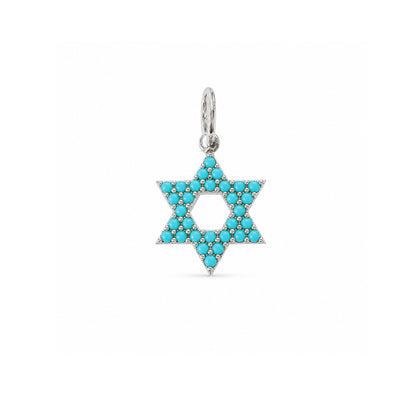 14K Gold Turquoise Star of David Charm Pendant, XS Size
