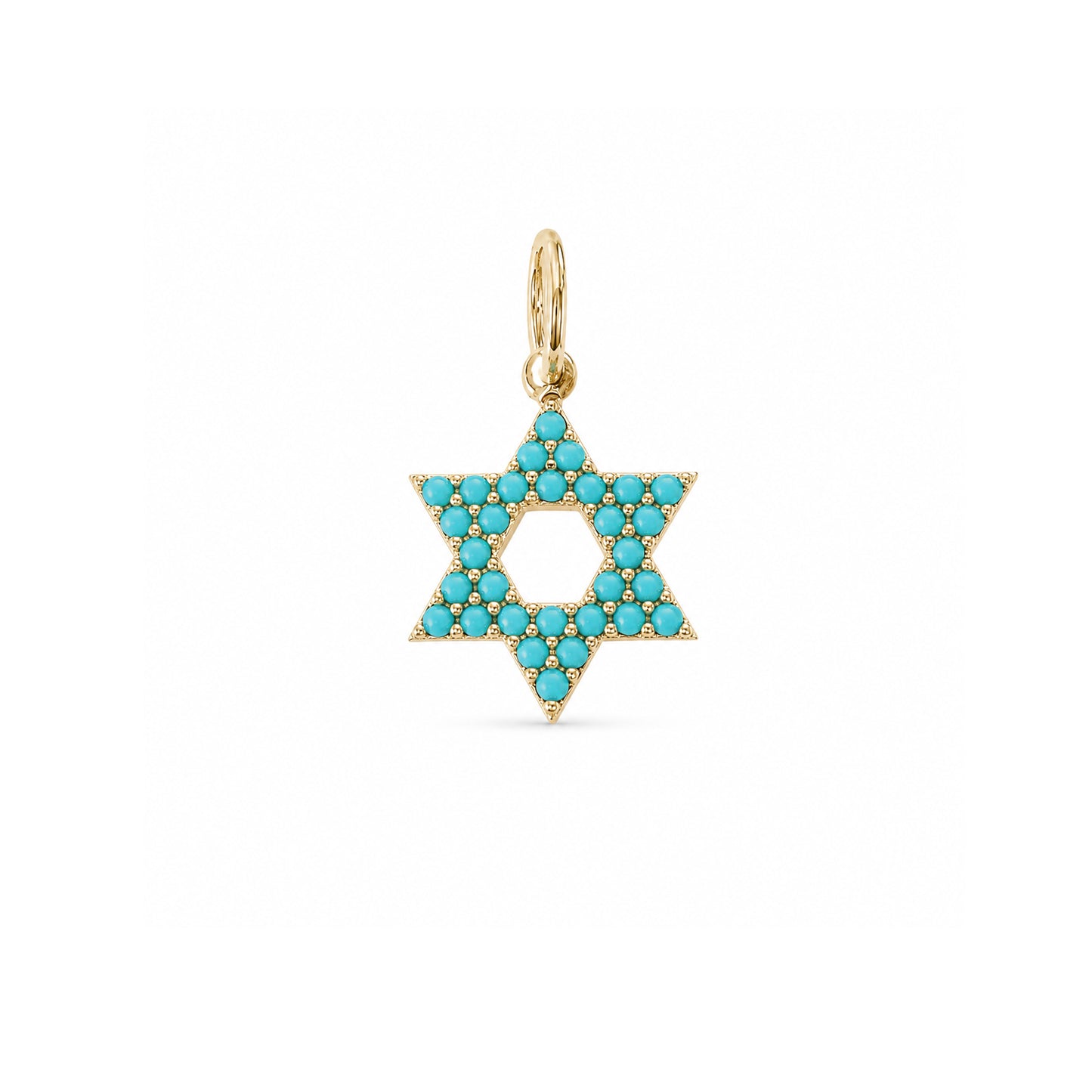 14K Gold Turquoise Star of David Charm Pendant, XS Size