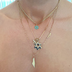 14K Gold Pavé Diamond Hebrew Chai Charm Pendant