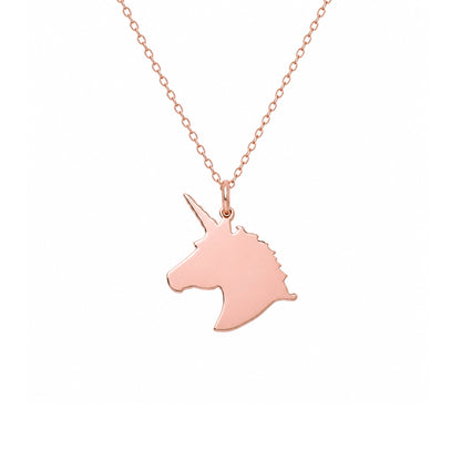 14K Gold Unicorn Charm Necklace (Engravable)