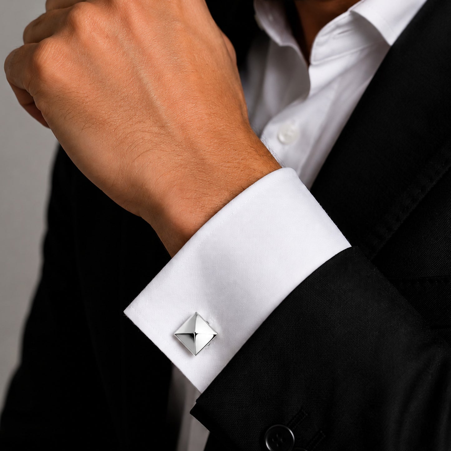 Sterling Silver XL Pyramid Spike Cufflinks