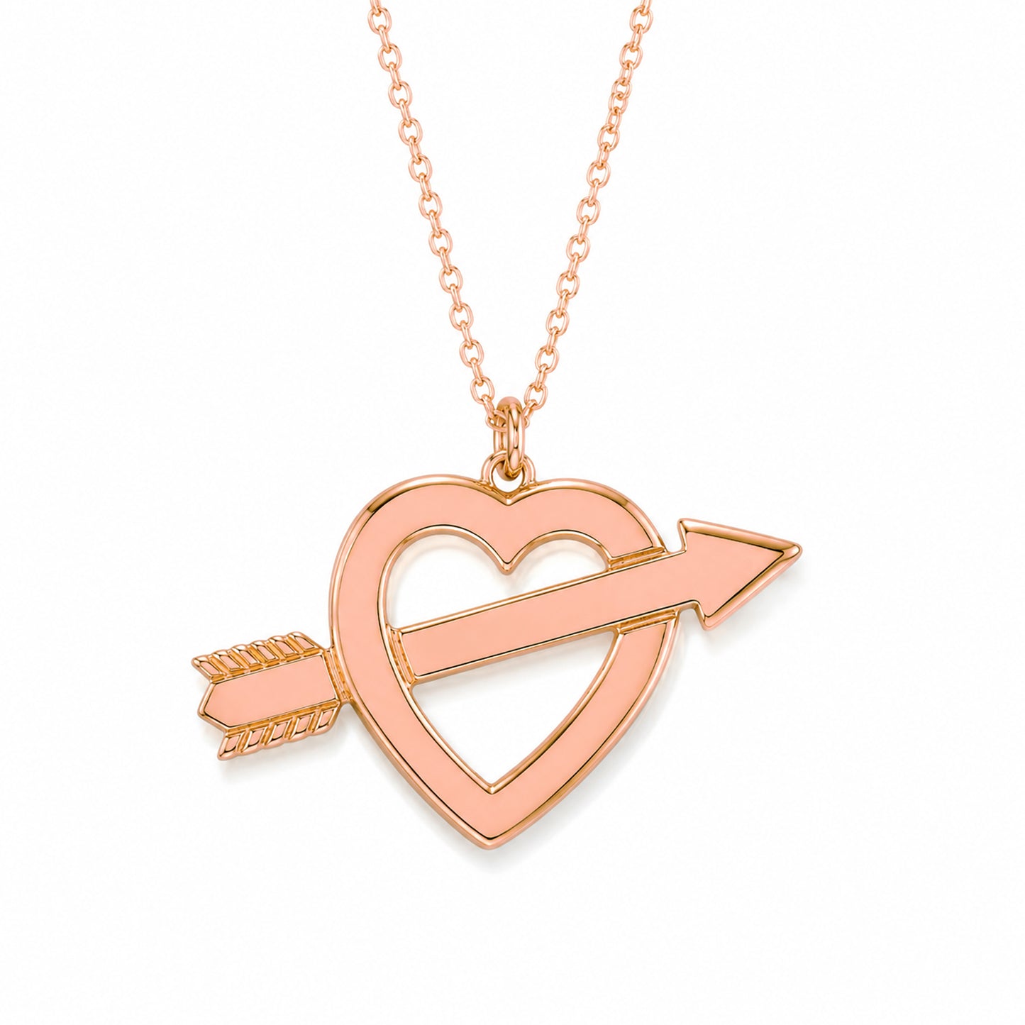 14K Gold XL Pierced Arrow Heart Necklace (Engravable)