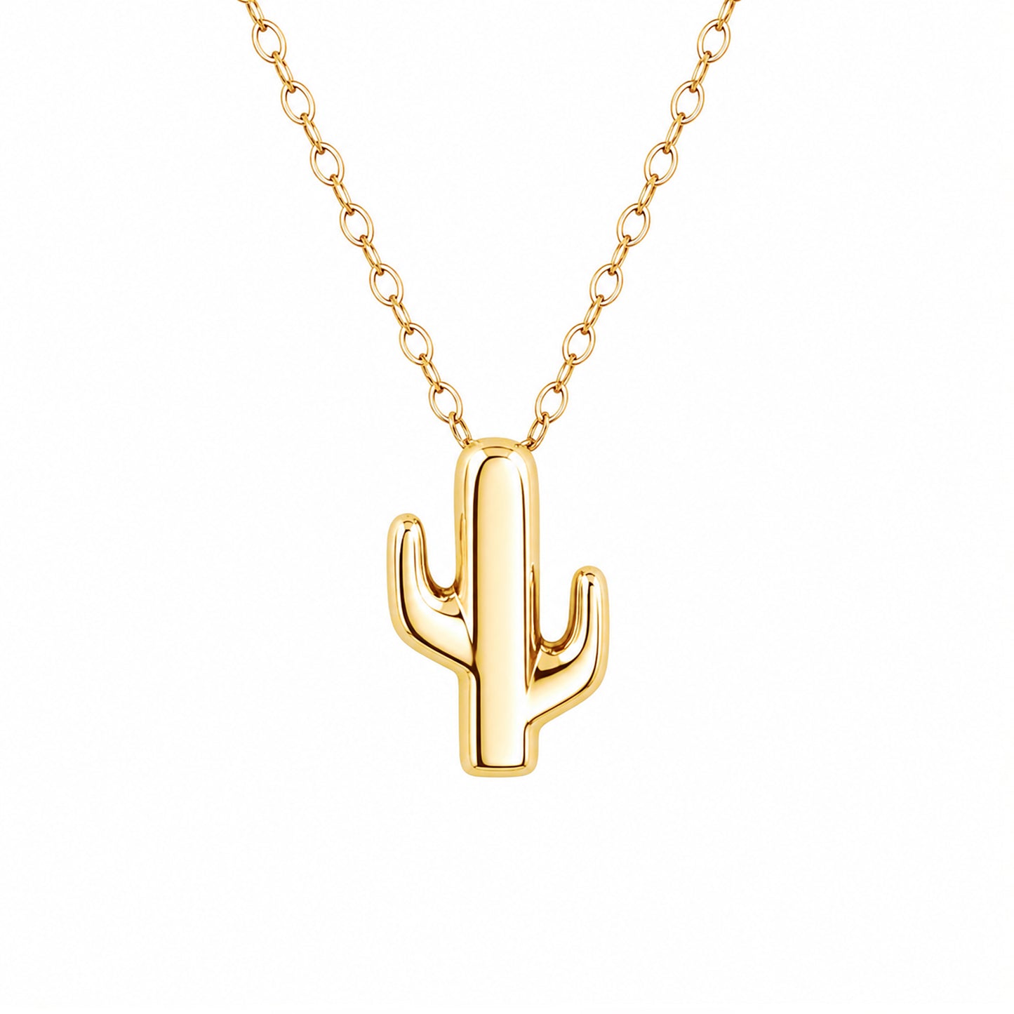 14K Gold Cactus Necklace, XS Size