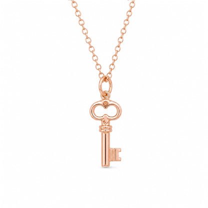 14K Gold Key Necklace, XS Size