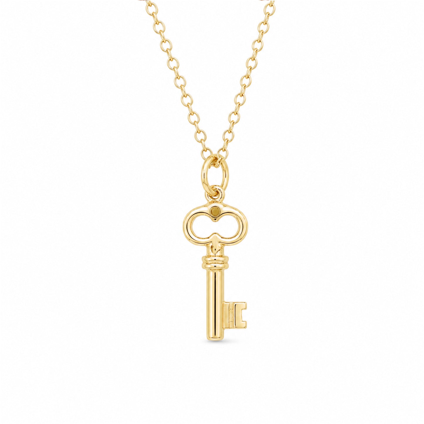14K Gold Key Necklace, XS Size