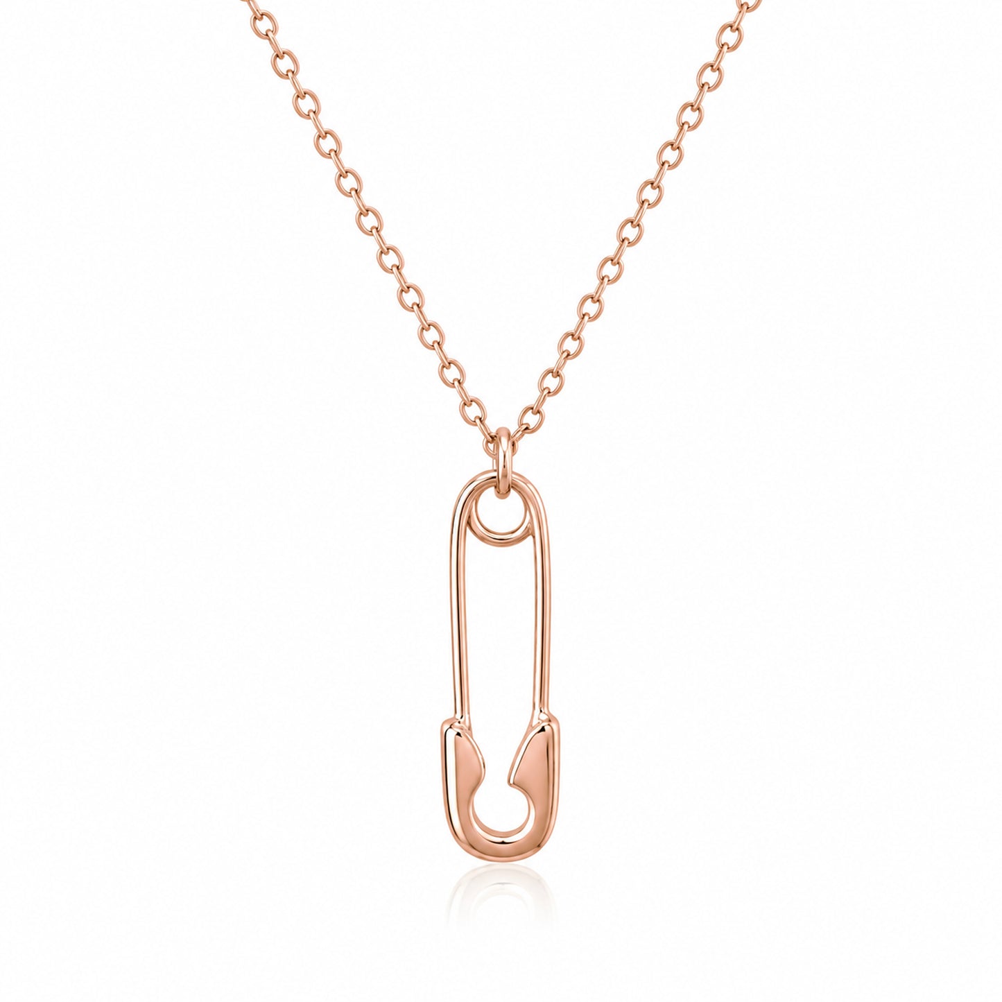 14K Gold Safety Pin Pendant Necklace