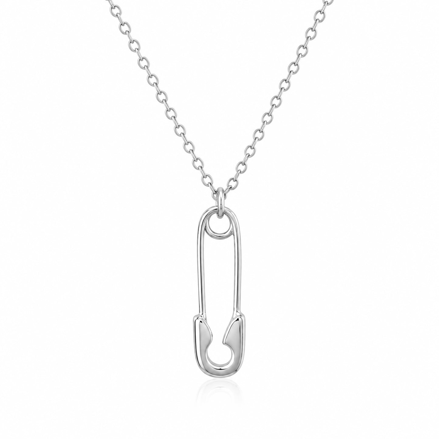 14K Gold Safety Pin Pendant Necklace