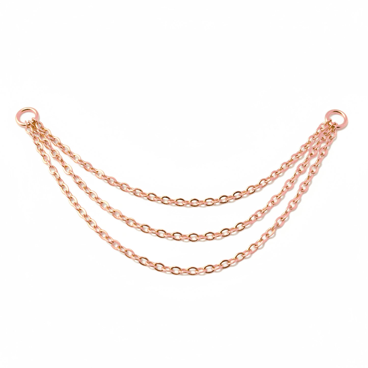 14K Gold Dangle Triple Cable Chain Earring Jacket