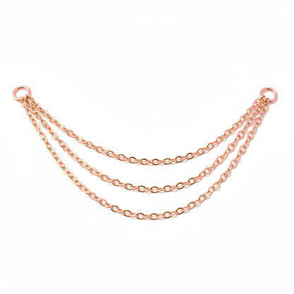 14K Gold Dangle Triple Cable Chain Earring Jacket