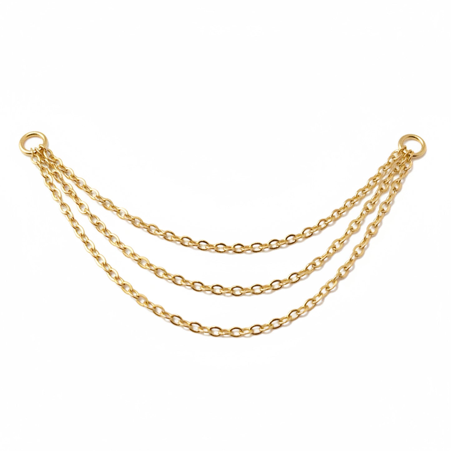14K Gold Dangle Triple Cable Chain Earring Jacket