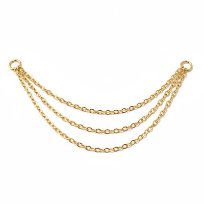 14K Gold Dangle Triple Cable Chain Earring Jacket