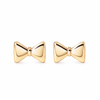 14K Gold Bowtie Stud Earrings