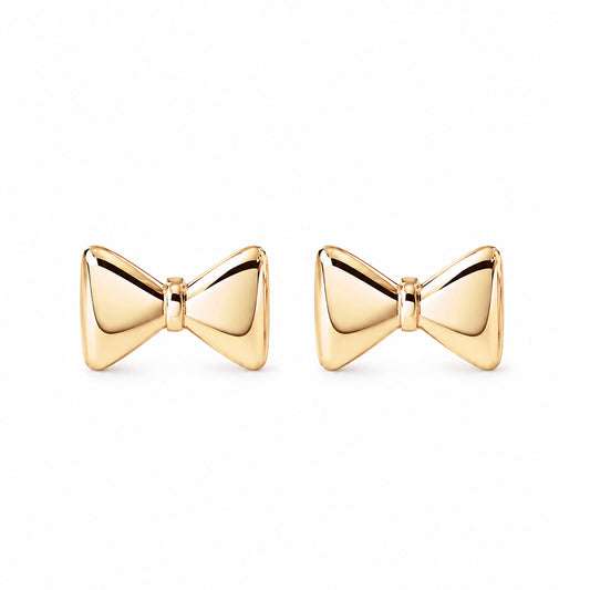14K Gold Bowtie Stud Earrings