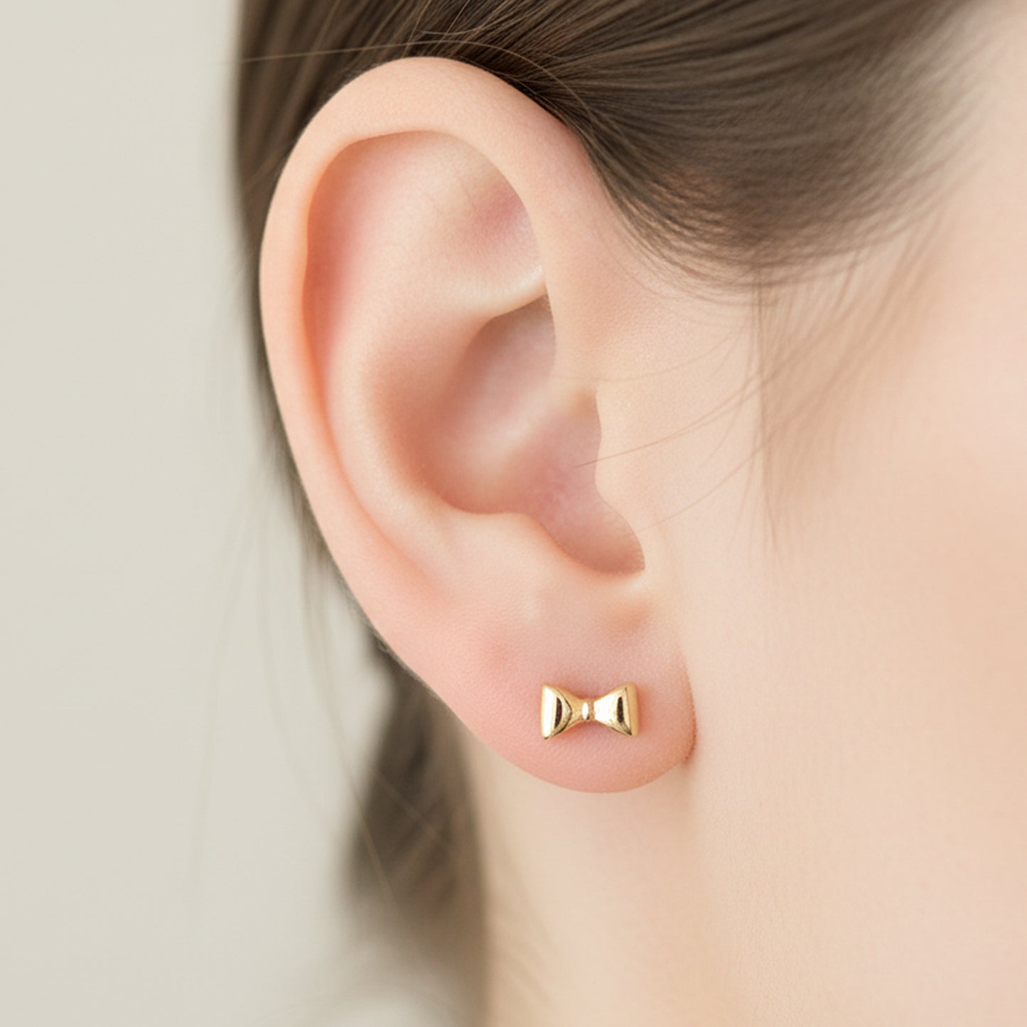 14K Gold Bowtie Stud Earrings