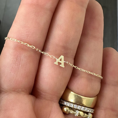 14K Gold Initial Letter Bracelet