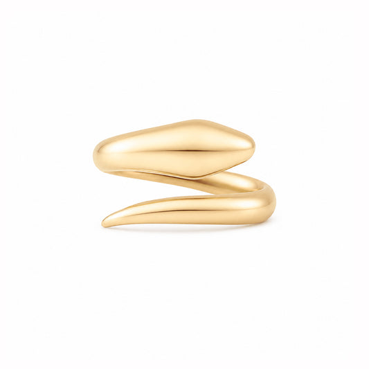 14K Gold Snake Wrap Bypass Ring