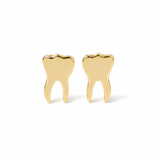 14K Gold Tooth Stud Earrings