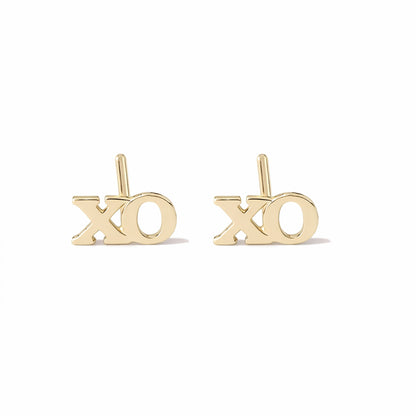 14K Gold 'XO' Stud Earrings