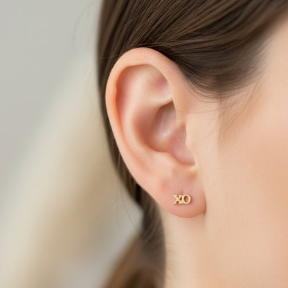 14K Gold 'XO' Stud Earrings