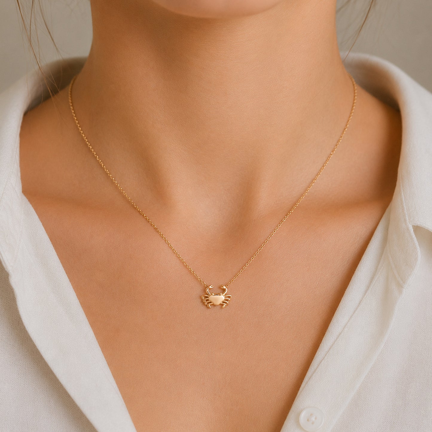 14K Gold XS Crab Necklace