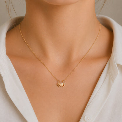 14K Gold XS Crab Necklace