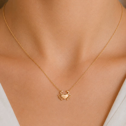 14K Gold XS Crab Necklace