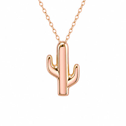 14K Gold Cactus Necklace, Small Size