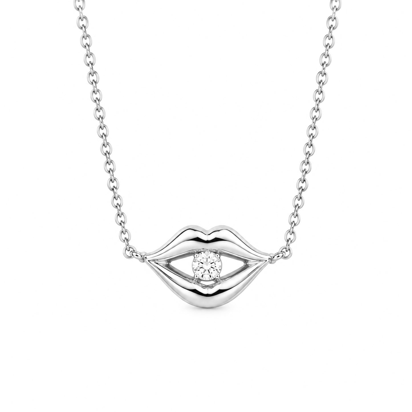 14K Gold Diamond Lip Pout Necklace