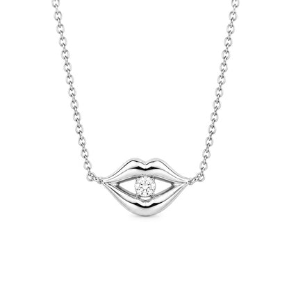 14K Gold Diamond Lip Pout Necklace