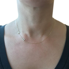 14K Gold Asymmetrical Diamond Double Initial Necklace