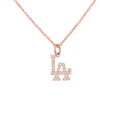 14K Gold Pavé Diamond LA Logo Necklace