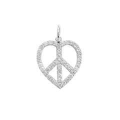 14K Gold Pavé Diamond Peace & Love Pendant, Medium Size