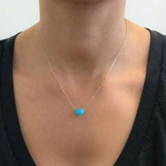 14K Gold Turquoise Heart Solitaire Necklace