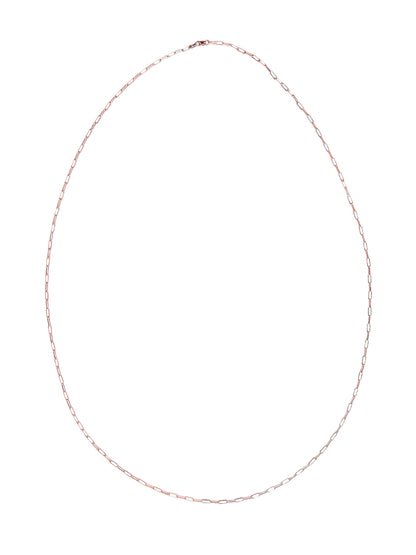 14K Gold Thin Elongated Oval Paperclip Belly Chain, Small Size Links