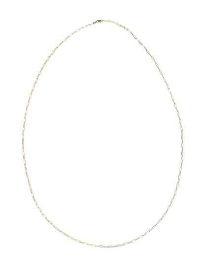 14K Gold Thin Elongated Oval Paperclip Belly Chain, Small Size Links