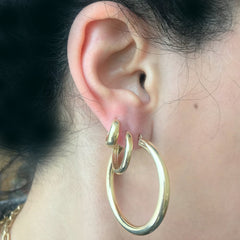 14K Gold 4mm Thick Tube Hoop Earrings, 1.5 Inch Diameter ~ In Stock!