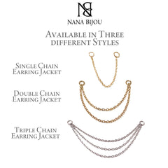 14K Gold Triple Diamond Dangle Chain Earring Jacket