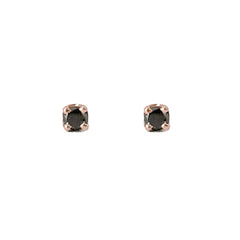 14K Gold 1mm Solitaire Black Diamond 4 Prong Stud Earrings