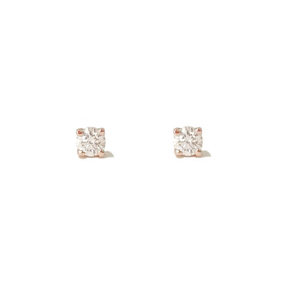 14K Gold 1mm Solitaire Diamond 4 Prong Stud Earrings