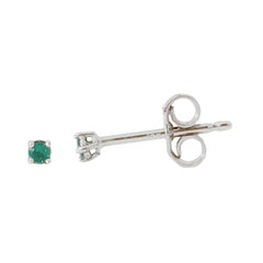 14K Gold 1mm Solitaire Emerald 4 Prong Stud Earrings