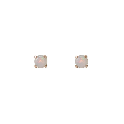 14K Gold 1mm Solitaire Opal 4 Prong Stud Earrings