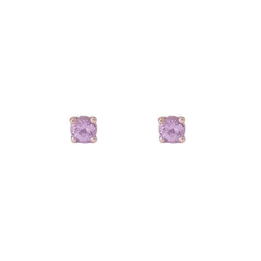 14K Gold 1mm Solitaire Purple Sapphire 4 Prong Stud Earrings