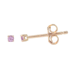 14K Gold 1mm Solitaire Purple Sapphire 4 Prong Stud Earrings