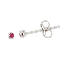 14K Gold 1mm Solitaire Ruby 4 Prong Stud Earrings