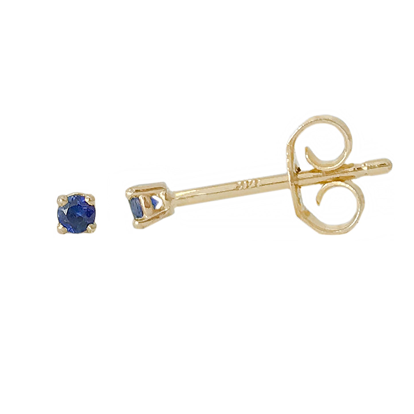 14K Gold 1mm Solitaire Sapphire 4 Prong Stud Earrings